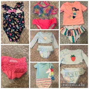 (6) 18 month swimsuits bikinis girls toddler Cat Jack Ruffle Butt
